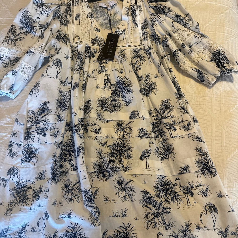 Hunter Bell White and Blue Floral Mini Dress - Picture 3 of 3